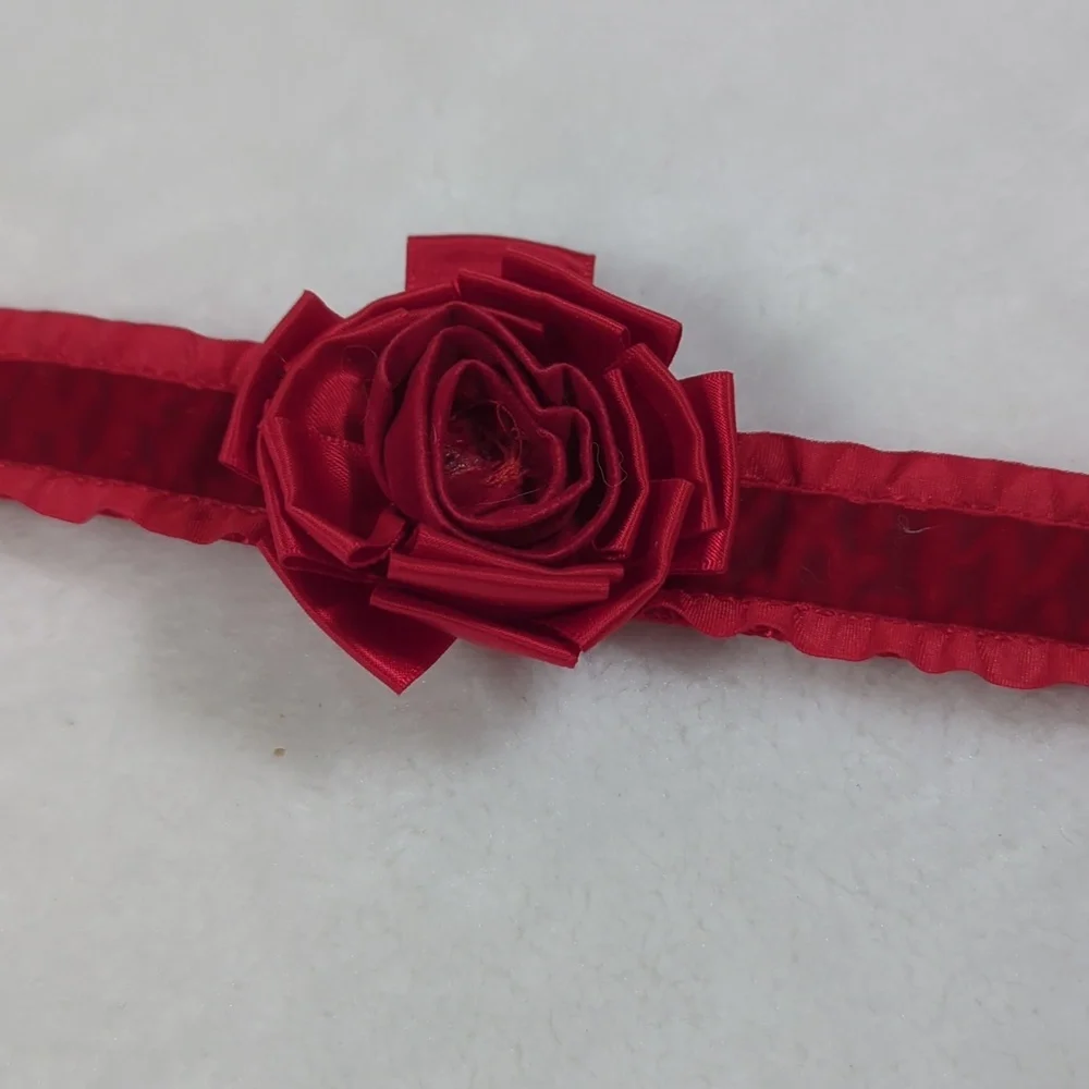 Red Velvet & satin dog collar L/XL